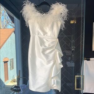 Badgley Mischa Ostrich Feather Cocktail Dress